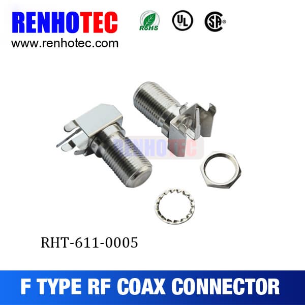 Right Angle Female F Connector For Pcb Mount